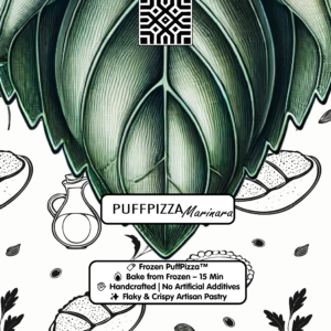 PuffPizza Marinara – frozen Italian puff pastry snack with tomato, basil, and pumpkin seeds