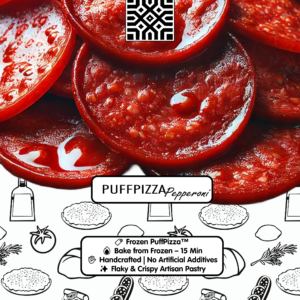 PuffPizza Pepperoni – frozen Italian puff pastry snack with spiced chorizo and cheese