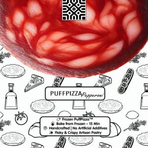 PuffPizza Pepperoni – frozen Italian puff pastry snack with spiced chorizo and cheese