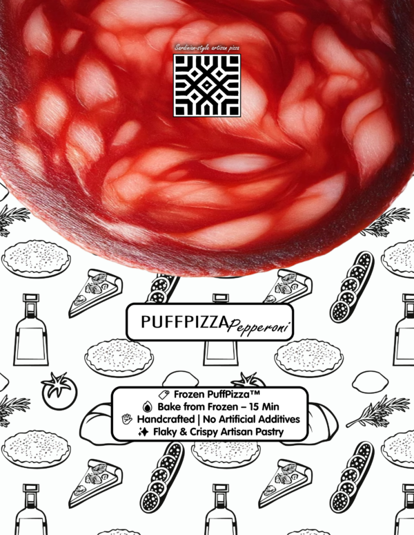 PuffPizza Pepperoni – frozen Italian puff pastry snack with spiced chorizo and cheese